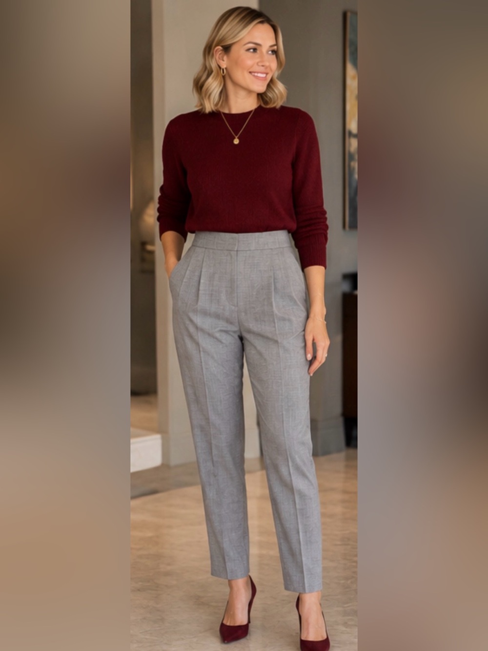 Ann Taylor sz S  High-Waist Pleated Gray Dress Pants — Tailored Women's Trousers